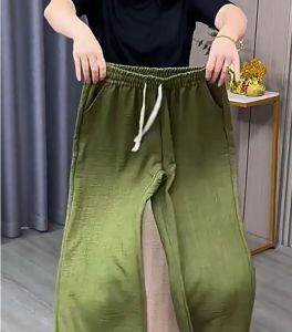 Middle-aged Cotton and Linen Wide-leg Pants for Women in Summer 2025 New Style for Mothers High Waist Pants for Middle-aged and Elderly People with Drape and Loose Nine-point Pants Womens Pants