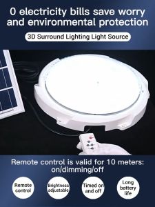 Vimite 500W 3 Color đèn năng lượng mặt trời trong nhà Đèn trần Led năng lượng mặt trời Đèn điều khiển từ xa Đèn phòng trong nhà Cho ngôi nhà Phòng ngủ Hành lang Ban công LED Solar Ceiling Light