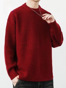 ROMON | Romon Mens Thickened Winter Knitwear Round Neck Sweater Fashionable Casual Long Sleeve Loose Fit PU Material For New Year