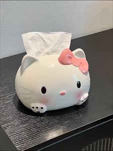 【1-3 Days Delivery】1 Piece Car Toilet Paper Box Hello Kitty Cartoon Cute Tissue Box Creative Kawaii Living Room Dining Room Bedroom Decoration Gift