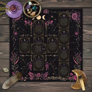 VIKAMA Tarot Tablecloth Constellation Wheel Tree of Life Pentagram Sun Moon Altar Cloth Witchcraft Divination Spiritual Decor