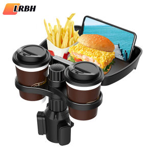 Dual Cup Holder Expander Adjustable for 360°Rotating Multifunctional Car Seat Cup Holder Snack Tray Drink Holder