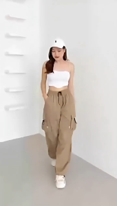 Celana Cargo Wanita Panjang Bahan Twill Drill Premium Clana Kargo Cewe Kekinian Terbaru