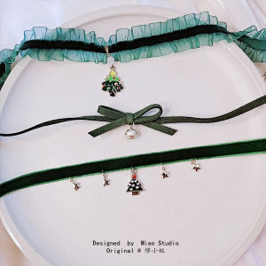 Original Design Velvet Christmas Bell Butterfly Knot Star Tree Lace Choker Necklace Fresh out Fashion Jewelry for Girls