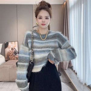 Contrast Color Rainbow Short Sweater Womens Fall and Winter 2023 New Arrival Fashion Western Style Youthful-Looking This Years Popular Beautiful Sweater