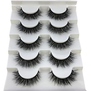 5 Đôi Mi Giả 3D Mink Dày Mềm Mại Tơi Bồng Tự Nhiên Dạng Dải Dành Cho Trang Điểm Mắt