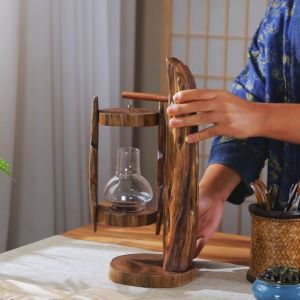 เชิงเทียนไม้พร้อมครอบแก้ว เชิงเทียนสไตล์โบราณตั้งพื้น ที่ใส่เทียนทำจากต้นไม้ธรรมชาติ ประดับทางเดินของโรงแรม ประดับร้านนวด