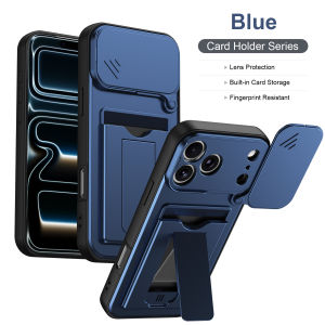 szhaiyu | Card Holder Slot Wallet Bracket Phone Case for IPhone 17 Pro Max 16 Pro Max 17Pro Heavy Duty Shockproof Lens Protective Cover