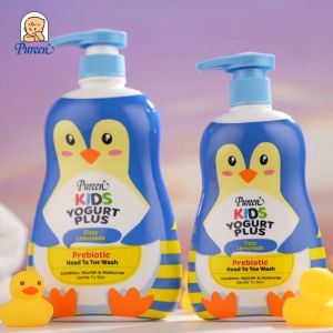 Sữa tắm gội toàn thân Pureen Kids Prebiotic sữa chua hương chanh - Cân bằng pH da - 400ml/700ml