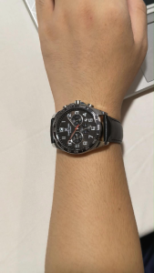 Daniel Klein Men Chronograph Black Leather Watch DK.1.13843