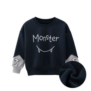 Thickened Fleece Childrens Sweatshirt Boys Thermal Top Autumn Winter Warmth Street Style Baby Spring Fashionable Kids Clothes