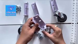 Bánh xe đẩy cao su combo 4 bánh loại tốt lắp ráp bánh xe kệ sắt V lỗ đa năng xoay 360 độ