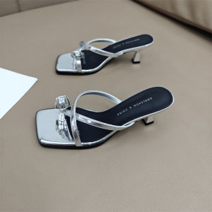 Genuine Leather Sandals Womens Outdoor Wear Summer New Half Slip Fairy Style Toe Clip Thin Heel Sandals Flat Head Womens Slippers