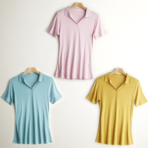 Silk T-Shirt Womens Summer  Silk Collared Short Sleeve Overhead Pure Color Commute Simple Base Shirt Straight Tube Type