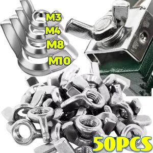 【XZxinzhan】50Pcs 304 Stainless Steel Wing Nuts Home Butterfly Nuts Hand Tighten Wingnuts Butterfly Nut M3 M4 M5 M6 M8 M10 Manual Fastening Screws