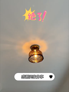 Vintage Walnut  Glass Ceiling Light For Decorating Bedroom/Balcony/Corridor Ceiling Lamp