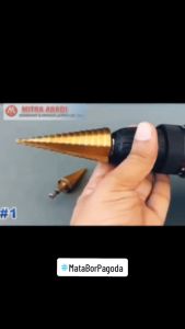 Set = 3 pcs Mata Bor Pagoda Step Drill Bit HSS Hex Shank Step Cone / Pyramid