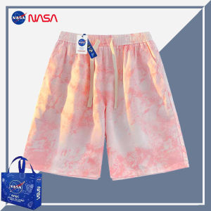 กางเกงขาสั้นชายหาดแห้งเร็ว NASA คู่รักสไตล์ฤดูร้อน กางเกงขายาวทรงตรงผ้าไนลอนยืดหยุ่นสำหรับเยาวชน