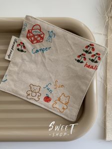 Cute Bear Original Cotton Linen Heat Resistant Water Absorbent Non Slip Simple Modern Cup Mat Home Fabric DIY Finished Product