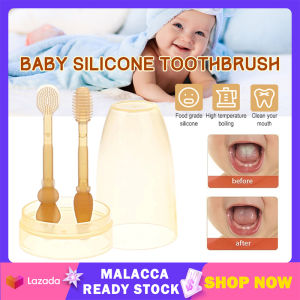 Baby Silicone Toothbrush BPA FREE Newborn Oral Tongue Scraper with Cup Case Teeth Clean for Sensitive Gums Infant Toothbrush Set | Cute Baby