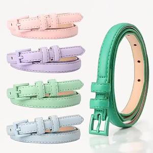 Thắt Lưng Da PU Đơn Giản Thời Trang Dành Cho Nữ Màu Đen Mảnh Dùng Hàng Ngày Với Quần Jean Phụ Kiện Trang Trí Dành Cho Phụ Nữ Trưởng Thành