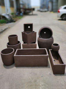 Large Rectangular Ceramic Flower Pot Natural Glaze Courtyard Brown Porous Old Clay Jar Special Big Earthenware Flower Pot