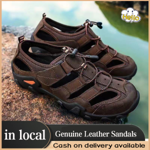 Local Shipping: Genuine Leather Men Sandals & Non-Slip Sports Wading Shoes