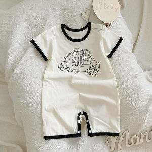 cat and fish | Infant Pure Cotton Thin Overall Onesie