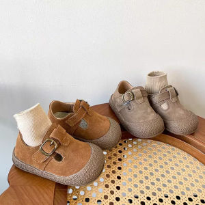 Kids Birkenstock Spring New Arrival Girls Leather Shoes British Style Soft Bottom Flats Boys Peas Shoes Baby Shoes Tide