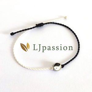 Gelang Yin Yang Feng Shui Enamel Tali Hitam & Putih