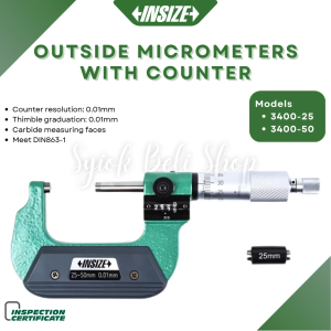 INSIZE OUTSIDE MICROMETERS WITH COUNTER INSIZE 3400-25/INSIZE 3400-50