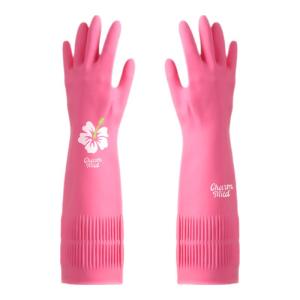 PINK-MO | Durable Thickened Long Rubber Nitrile Kitchen Cleaning Gloves