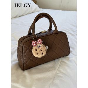 IELGY ชุดโบว์ลิ่งสีอ่อนลายเพชรกระเป๋าถือแบบพกพาฤดูใบไม้ร่วงฤดูหนาว (ไม่มีจี้)