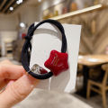 Deep Red Star Hair Ties Women's Half Bun Headwear Dongdaemun Korean Style Fashionable Hair Accessories Elastic Hair Bands. 