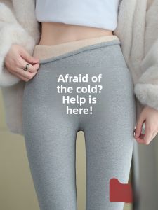 MiiOW | Thickened Fleece High Waist Womens Leggings Autumn Winter Outerwear Cotton Pants Grey Plus Size Elastic Fiber Long Trousers