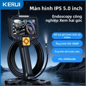 Camera Nội Soi Công Nghiệp Chống Nước Màn Hình Kép IPS 5 Inch KERUI Có Tay Cầm Ống Soi Mini Hai Ống Kính Dùng Cho Sửa Chữa Ô Tô