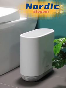 Trash Bin 10L Large Capacity 15cm Narrow Design with Cover Press Open Double Layer Trash Bag Optional (ECOCO by renemos)