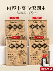 Beginners Calligraphy Kit with Xuan Paper Control Brush Mountain Water Landscape Line Sketch Ink Painting Adult Training Set