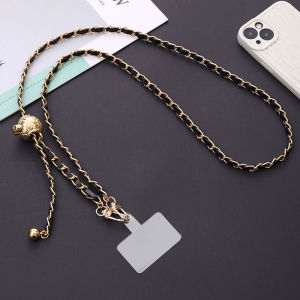 Long Adjustable Gold Ball Mobile Phone Lanyard Neck Strap Crossbody Anti-Loss Elegant Small Fragrance Style for All Phone Models