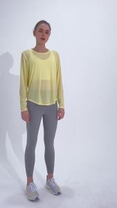 จัดส่งจากจีน [2025] ชุดกีฬาป้องกันแสงแดด เสื้อหลังสวย ผู้หญิง ระบายอากาศ แห้งเร็ว เสื้อฟิตเนส หลวม วิ่ง ฝึกซ้อม โยคะ แขนยาว T เสื้อ 3.8