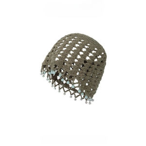 Korean Retro Pearl Tassel Hollow Beanies Cpa for Women Summer Travel Breathable Versatile Fairy Style Pullover Hats Accessories