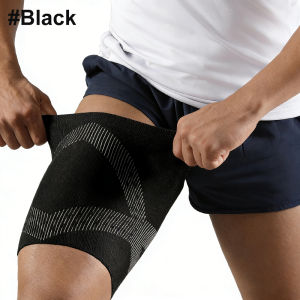 1 Pack Thigh Compression Sleeve Breathable Leg Warmers with Knee Stabilizer Support for Workout Running Tennis & All Sports