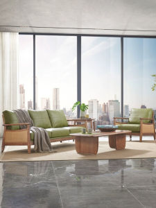 Modern Minimalist Solid Wood Sofa Set White Poplar Detachable Washable Wicker Weaving Nordic Style Living Room Furniture