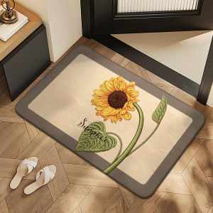 OULAISEN | Water Absorbing Slip Resistant Rural Style Flax-Like Easy-to-Clean Bathroom Mat