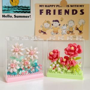 Qimeng Flower Box Building Blocks Assembly Toy for Girls Small Particle Christmas Gift Educational Plaything Female Series