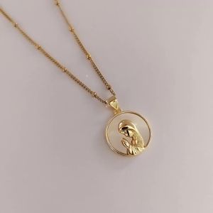 Gold Plated Virgin Mary Necklace Religious Jewelry Women Fashion Elegant Shell Virgin Mary Pendant