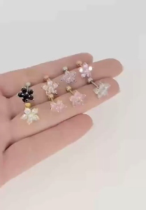 Fashion Simple Exquisite Flower Shape Zircon No Allergy Ear Studs Women Jewelry Gift