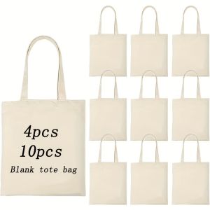 4/10 Pack Mini Canvas Tote Bags (31x36cm) - DIY Blank Bags for Painting Sublimation & Custom Party Crafts