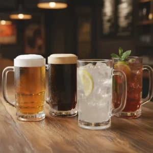 Set 6 The Cornerstone Mug 350ML – Ly Thủy Tinh Quai Cầm Đáy Dày Uống Bia Cà Phê Trà Nước Ép Phục Vụ Quán