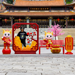 Outdoor Galvanized Astronaut Sculpture Glass Steel Cartoon Space Man Rocket Model Decorative Item Creative Trendy Lifestyle Decor